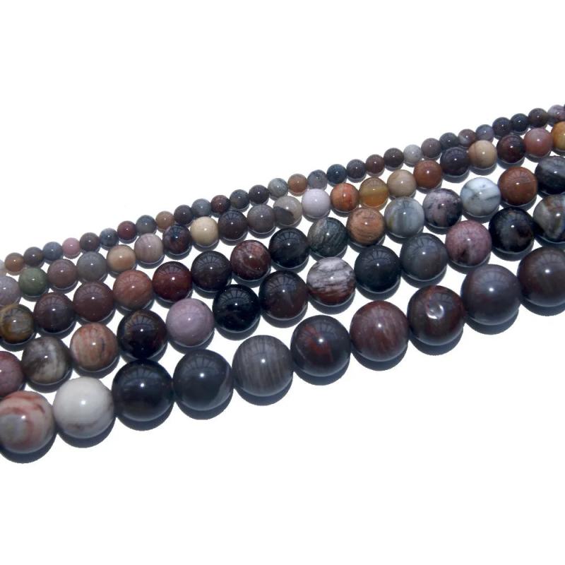 Petrified Wood Stone Round Beads 4-12 MM for Jewelry Making DIY