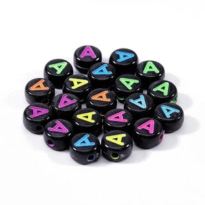 Mixed Letter Acrylic Beads Round Flat Alphabet Digital Cube Loose Spacer Beads