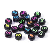 Mixed Letter Acrylic Beads Round Flat Alphabet Digital Cube Loose Spacer Beads