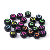 Mixed Letter Acrylic Beads Round Flat Alphabet Digital Cube Loose Spacer Beads