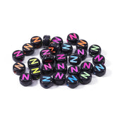 Mixed Letter Acrylic Beads Round Flat Alphabet Digital Cube Loose Spacer Beads