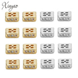 5Pcs/lot Square Spacer Beads 6.5mm CZ Loose Hollow Beads DIY Jewelry Making