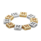 5Pcs/lot Square Spacer Beads 6.5mm CZ Loose Hollow Beads DIY Jewelry Making