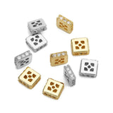 5Pcs/lot Square Spacer Beads 6.5mm CZ Loose Hollow Beads DIY Jewelry Making