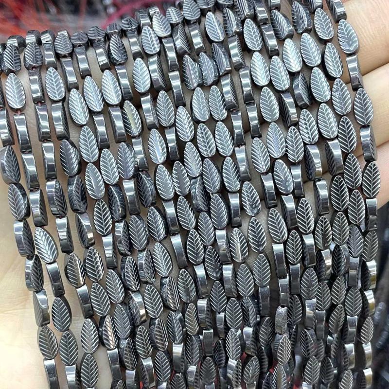 8MM Hematite Tree Leaf Stone Beads for Jewelry Making