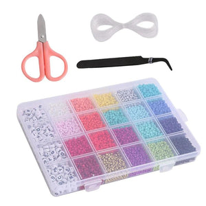 Glass Seed Beads 3mm 20 Colors Mini Set Kit with Letter Beads for Jewelry Making