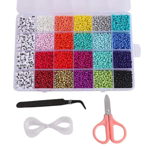 Glass Seed Beads 3mm 20 Colors Mini Set Kit with Letter Beads for Jewelry Making