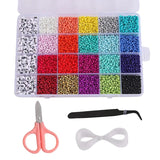 Glass Seed Beads 3mm 20 Colors Mini Set Kit with Letter Beads for Jewelry Making