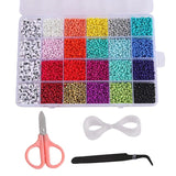 Glass Seed Beads 3mm 20 Colors Mini Set Kit with Letter Beads for Jewelry Making