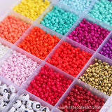 Glass Seed Beads 3mm 20 Colors Mini Set Kit with Letter Beads for Jewelry Making