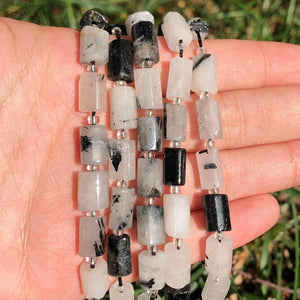 8x11mm Faceted Rutilated Quartz Cylinder Loose Beads 7.5inch