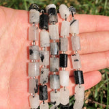 8x11mm Faceted Rutilated Quartz Cylinder Loose Beads 7.5inch
