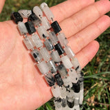 8x11mm Faceted Rutilated Quartz Cylinder Loose Beads 7.5inch