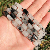 8x11mm Faceted Rutilated Quartz Cylinder Loose Beads 7.5inch