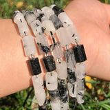 8x11mm Faceted Rutilated Quartz Cylinder Loose Beads 7.5inch