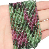 Faceted Rubys Zoisite Stone Beads Round Loose Spacer Beads for Jewelry Making