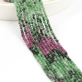 Faceted Rubys Zoisite Stone Beads Round Loose Spacer Beads for Jewelry Making