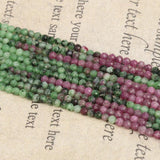 Faceted Rubys Zoisite Stone Beads Round Loose Spacer Beads for Jewelry Making