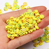 4x7mm Mixed Emotion Acrylic Beads Flat Round Loose Beads
