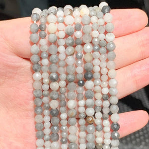 Gray Labradorite Stone Beads 2-4mm Round Spacer Bead for Jewelry Making 15''