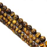 Yellow Tiger Eye Stone Beads Round Loose Spacer Beads for Jewelry Making DIY