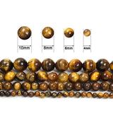 Yellow Tiger Eye Stone Beads Round Loose Spacer Beads for Jewelry Making DIY
