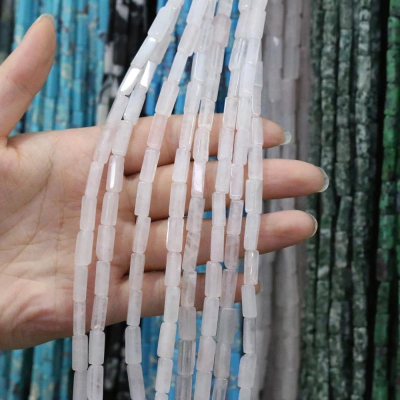 Natural Stone Rectangular Bead Agates Rose Quartzs for Jewelry Making