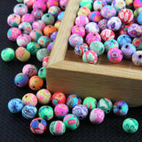 Polymer Clay Flower Pattern Beads Mix Colors for DIY Jewelry Making