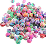 Polymer Clay Flower Pattern Beads Mix Colors for DIY Jewelry Making