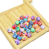 Polymer Clay Flower Pattern Beads Mix Colors for DIY Jewelry Making