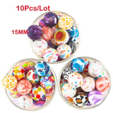 Kovict 10Pcs 15MM Leopard Round Silicone Beads Baby Food DIY Jewelry Accessories