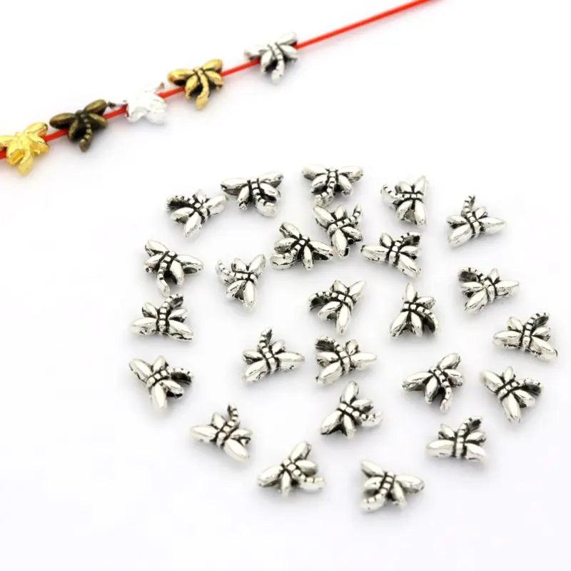 100Pcs Antique Dragonfly Seed Metal Spacer Beads for Jewelry Making DIY