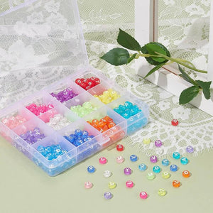 600Pcs Round Acrylic Letter Beads Mixed 12Colors for DIY Key Chains