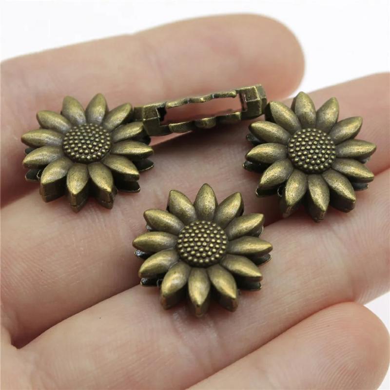 10pcs Sunflower Bracelet Beads DIY Jewelry Making Antique Bronze Plated