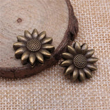 10pcs Sunflower Bracelet Beads DIY Jewelry Making Antique Bronze Plated