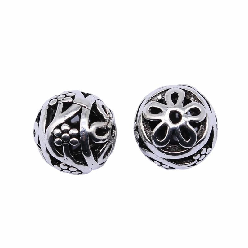 10pcs Antique Silver 3D Spherical Hollow Beads DIY Jewelry Findings