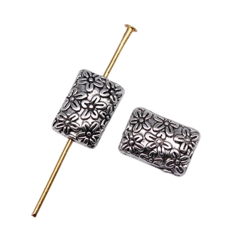 20pcs Flower Small Hole Bead Charms Jewelry Making DIY Bracelet Antique Silver