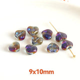 30pcs Bright Love Heart Glass Beads Straight Hole DIY Beaded Necklace Bracelet