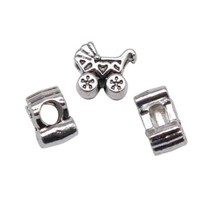 10pcs European Big Hole Beads For Bracelet Making DIY Jewelry Antique Silver