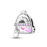 Pink Series Sunflower Girl Knapsack Charm for Jewelry Making