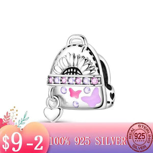 Pink Series Sunflower Girl Knapsack Charm for Jewelry Making