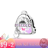 Pink Series Sunflower Girl Knapsack Charm for Jewelry Making
