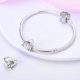 Pink Series Sunflower Girl Knapsack Charm for Jewelry Making