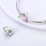 Pink Series Sunflower Girl Knapsack Charm for Jewelry Making
