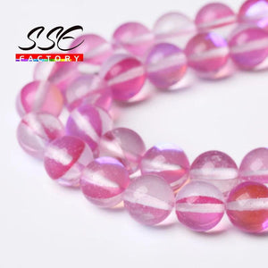 A+ Pink Moon Stone Beads 15'' Strand 6-12mm