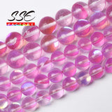 A+ Pink Moon Stone Beads 15'' Strand 6-12mm