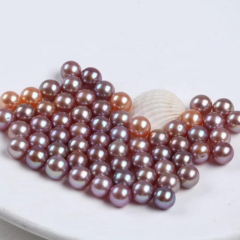 Top Natural Purple Round Freshwater Loose Pearl Beads 6.5-8.5mm