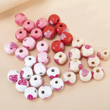 35Pcs 15mm Mixed-color Love Print Wood Beads DIY Jewelry Spacer Bracelet