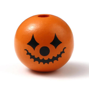10PCS Wood Halloween Clown Round Wooden Beads 25mm Spacer Beads
