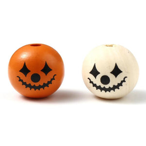 10PCS Wood Halloween Clown Round Wooden Beads 25mm Spacer Beads